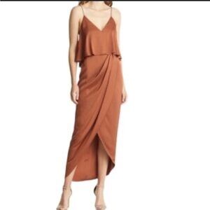 SHONA JOY Luxe Cocktail Frill Midi Dress‎ made with Recycled Materials